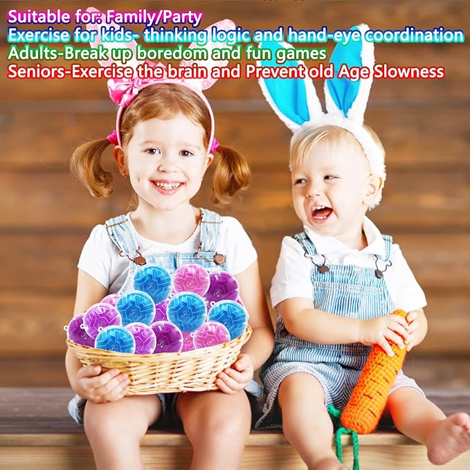 24 Pack 3D Puzzle Maze Ball Toys, Mini Puzzle Party Favors for Girls, Fidget Game Toys School Rewards & Classroom Prize for Students, Birthday Party Decoration Easter Valentines Day Gifts Ages 6-10