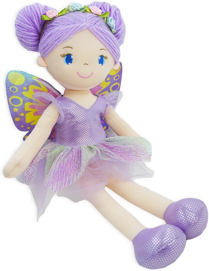 June Garden 16" Enchanted Garden Fairy Doll Yaritza - Plush Stuffed Soft Doll Girl Gift - Purple Outfit and Wings