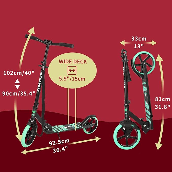 Kids & Adults Kick Scooter – 2 or 3 Wheel Options (LED on 3-Wheel) for Outdoor Fun & Commuting, Foldable and Portable, Adjustable Handle, Anti-Slip Deck (Ages 3 to Adult),Birthday Gift