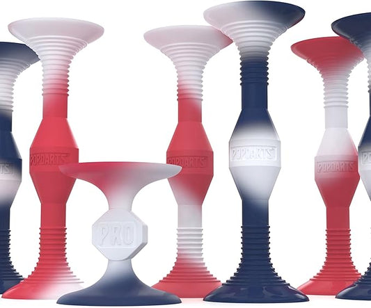 Popdarts USA Themed PRO Pack Game Set (Red White Blue Wigglenobber Target Marker) - Indoor, Outdoor Suction Cup Throwing Game - Competition with a POP
