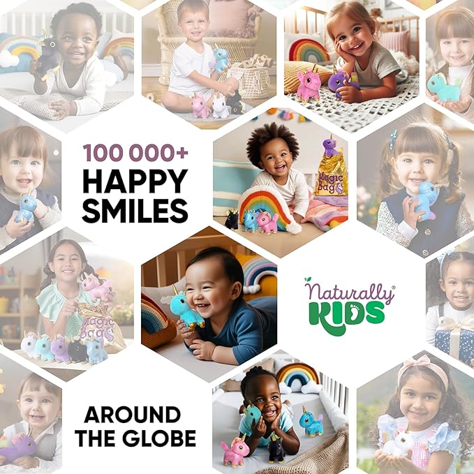 Naturally KIDS Stuffed Animal, Toddler Gifts for Boys, Girls, Plush Unicorn Toys Set 6