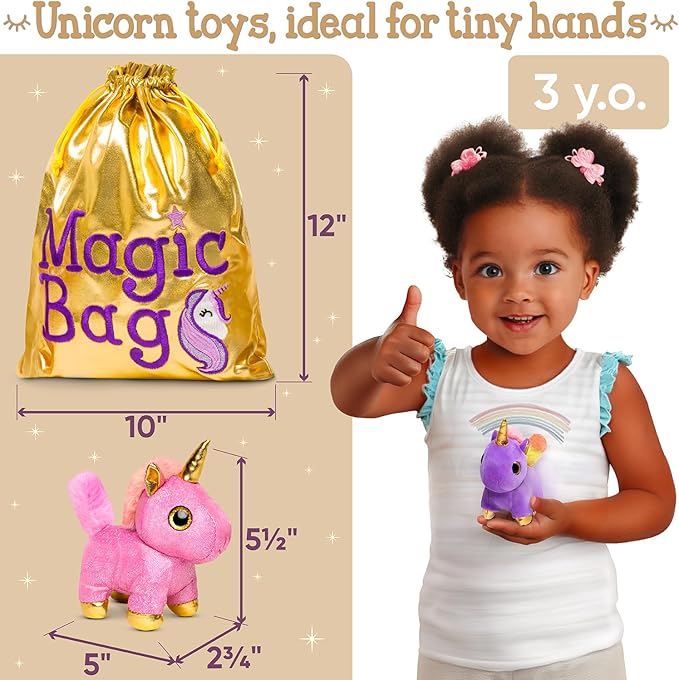 Naturally KIDS Stuffed Animal, Toddler Gifts for Boys, Girls, Plush Unicorn Toys Set 6