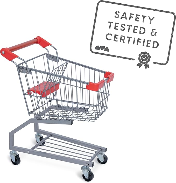 Milliard Toy Metal Shopping Cart - Supermarket Pretend Play Grocery Cart for Kids and Toddlers