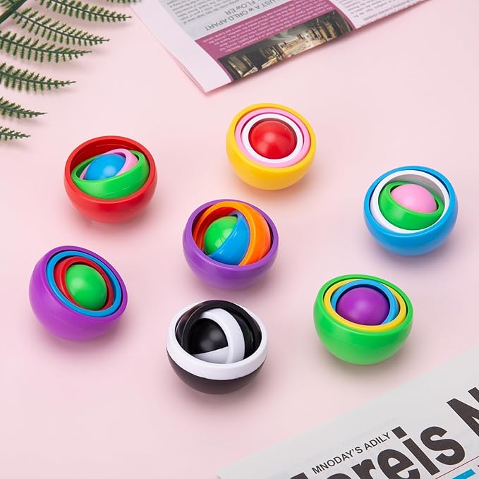 Fidget Gyroscope Set, Fidget Gyro Toys, Infinite Flip Toy Decompression Fingertip Gyro, ADHD Autism Stress Relief Hand Fidget Spinner for Adults Teens Kids, Random Color (4PCS)