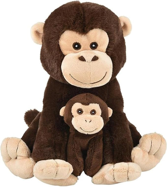 Mom and Baby Stuffed Animals for Boys & Girls, Safari Baby Shower Decorations, Nursery Decor, Zoo Animals for Toddlers, Quality Realistic Toys for Kids, Cute, Soft, Huggable, Squeezable (9.5" Monkey)