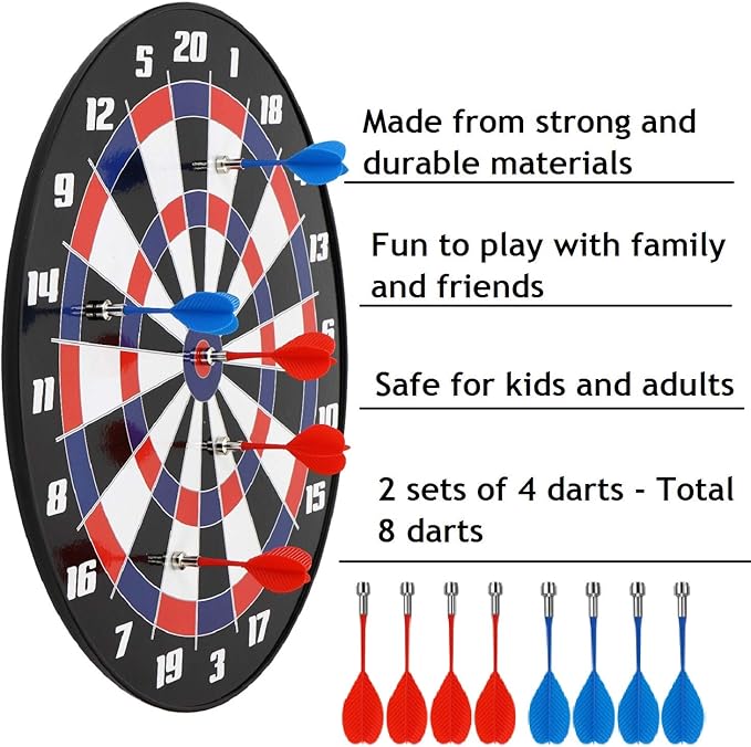 Magnetic Dart Board Game - Darts and Kids Dart Board Set,16 Inch Dart Board with 8 Strong Magnet Darts of 2 Colors,Best Kids Toy Gift Indoor Outdoor Games for Family and Friends