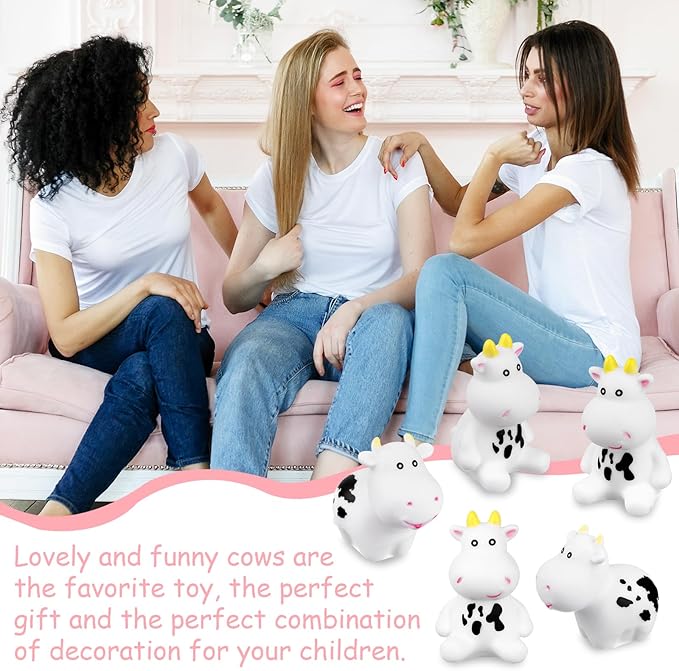 60 Pcs Cow Rubber Bath Toy Mini Rubber Cows Bulk Squeak Floating Water Cow Baby Bath Toy Fun Water Squirting Bathtime Play Farm Animal Bath Toys for Kids Baby Shower Swimming Pool Decor