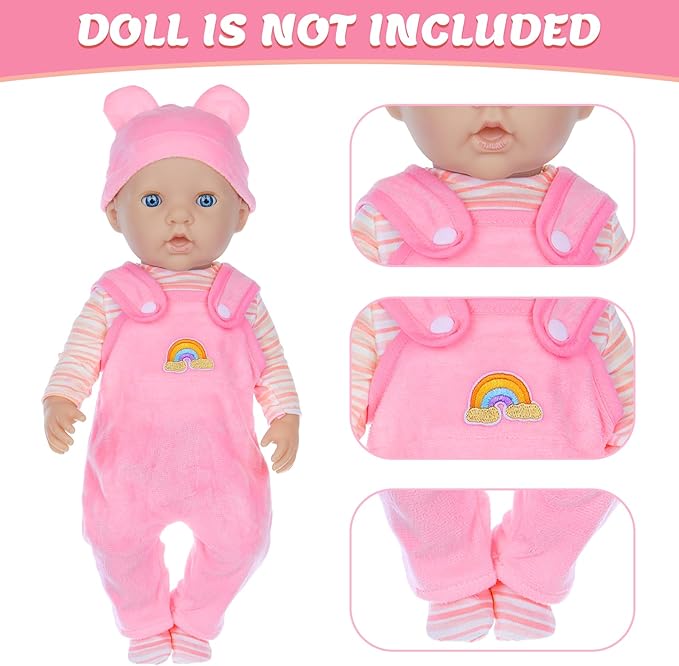 Baby Doll Clothes with Doll Backpack Carrier for 14-18 Inch Doll,Reborn Baby Doll Accessories Set with Doll Bottles Doll Pacifiers for Toddlers and Kids 2 3 4 5 Year Old(Doll not Included)