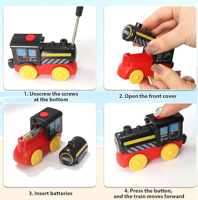 Wdmiya Wooden Train Set for Toddlers, 57 Pcs Wooden Train Track for Kids, Train Toy with Bridge and Tracks (Fits Thomas & Brio), Birthday Trains Gift for 2 3 4 5 6 7 8 Years Old (Harbor)