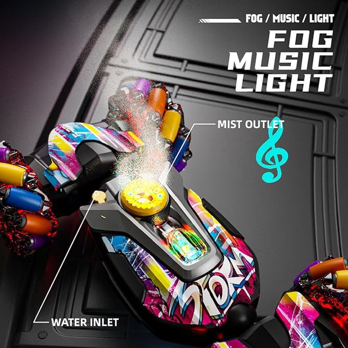 Gesture Sensing RC Stunt Car, 2.4G Remote Control Car Toys for Boys Ages 4-7 8-12, 4WD RC Drift Cars with Lights Music Spray, 360° Spins All Terrains Kids Toy Birthday Gift for 3-12 Year Old Kids