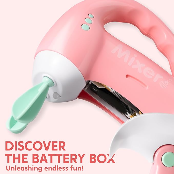 Joyin Play Kitchen Toys, Pretend and Play Food Kitchen Accessories GirlsToy with Coffee Maker, Mixer, Toaster with Realistic Lights& Sounds, Birthday Gift for Kids Ages 2 3 4 5, Pink