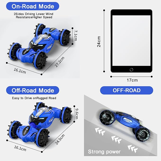 FEIMUOSI Amphibious RC Car - 4WD Gesture RC Stunt Car 2.4 GHz Transforms Waterproof Vehicle - Toys for 6-8 Year Old Boys, All Terrain Summer Beach Pool Toys for Kids Ages 5-7 6-8 8-13