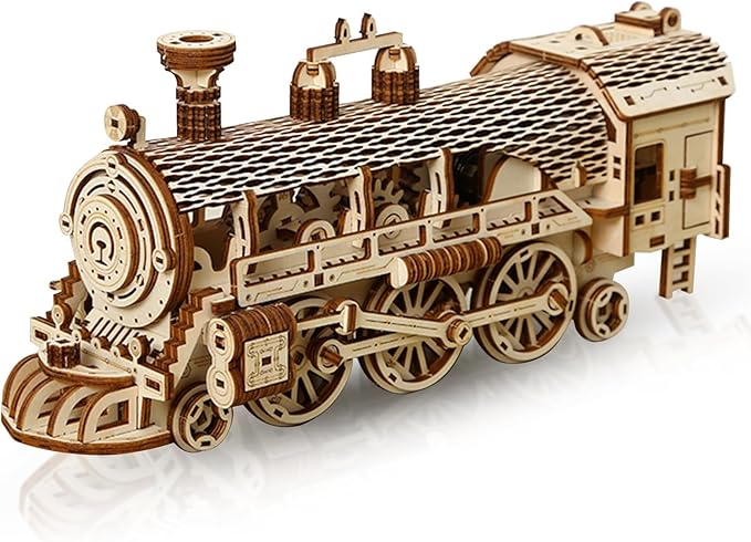 3D Wooden Puzzle for Adults, Mechanical Steam Trains Puzzle, DIY Vehicle Model Building Kit Handicraft Wood Craft Hobbies Toy, Birthday for Hobbyist 14+ Family Women Men, 361 Pcs