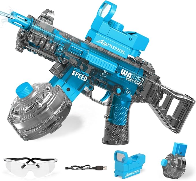 Electric Water Gun for Adults Kids High-Powered Automatic Squirt Water Gun with Large Capacity Strongest Water Blaster Up To 33 FT Long Range Summer Outdoor Beach Swimming Pool Water Fighting Toy Blue