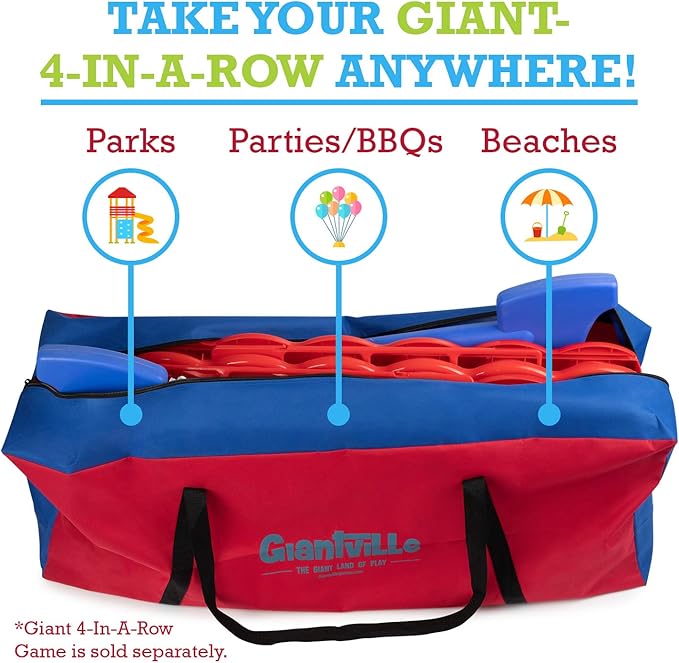 Giant 4 in a Row Connect Game + Storage Carry Bag - 4"-Feet Wide X 3.5"-Feet Tall - Oversized Jumbo Sized Entertainment for Outdoor/Indoor Play for Kids & Adults - Durable Waterproof - UPDATED VERSION