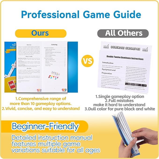 Double 15 Mexican Train Dominoes Set with 8 Wooden Racks & 136 Number Tiles Portable Travel Board Game for Kids and Adults Family Game Night