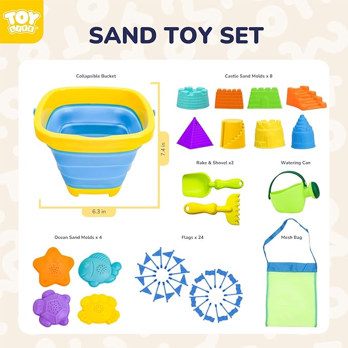 TOY Life Beach Toys for Kids Ages 4-8, Sand Toys for Toddlers 1-3, Beach Toys for Toddlers 1-3, Kids Beach Toys for Kids Ages 8-12, Sandbox Toys, Sand Castle Building Kit, Sand Toys for Kids Ages 4-8