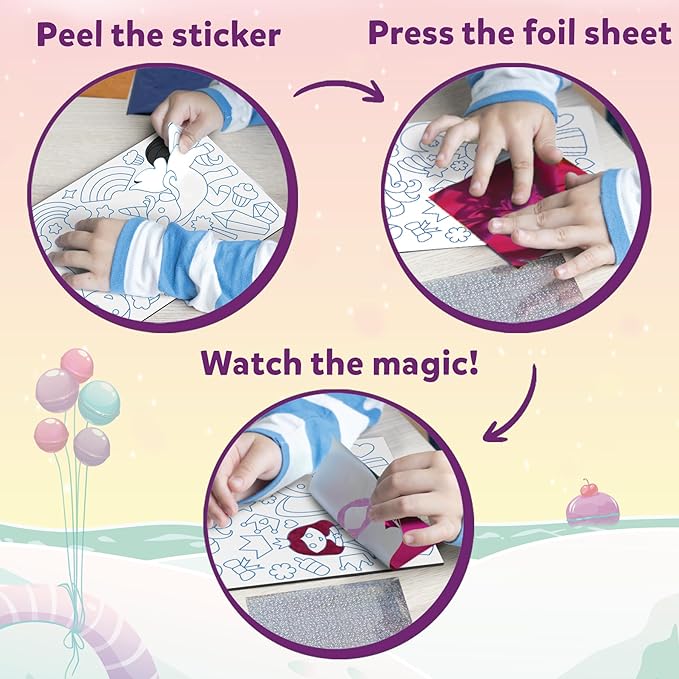 Skillmatics Foil Fun - Unicorns & Princesses, No Mess Art for Kids, Craft Kits & Supplies, DIY Creative Activity, Travel Toys, Gifts for Ages 4, 5, 6, 7, 8, 9