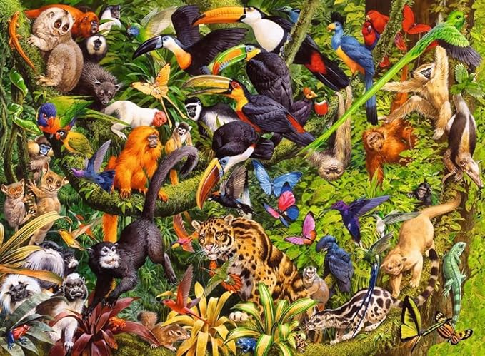Ravensburger Marvellous Menagerie 200 Piece Jigsaw Puzzle for Children Age 8 Years Up - Jungle Animals and Birds