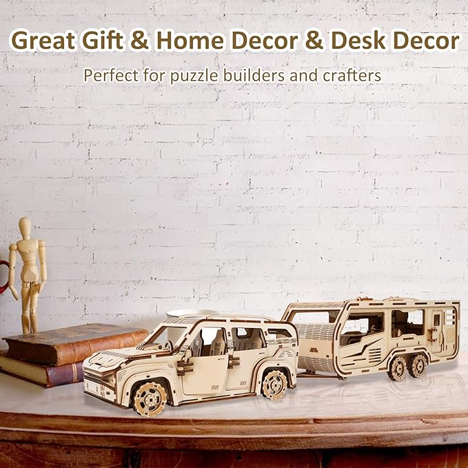 3D Wooden Puzzle for Adults, Trailer Mechanical Car 3D Jigsaw Puzzles, DIY Model Building Kit Handicraft Wood Craft Hobbies Toy, Birthday for Hobbyist 14+ Teens Family Women Men, 323 Pieces
