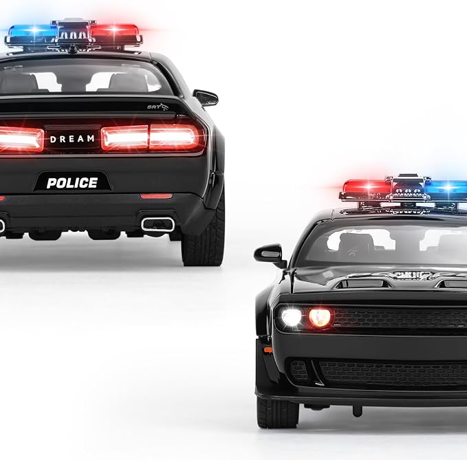 SASBSC Police Car Toys for Boys Age 3-12 1:22 Hellcat Toy Cars Diecast Metal Car Model with Light & Sound Collectable Muscle Cars for Kids 3+ Year Olds