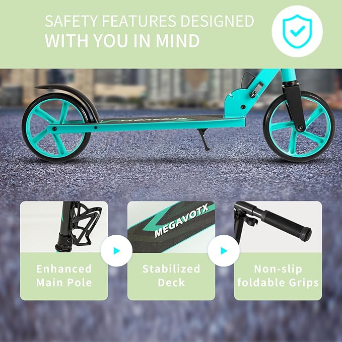 Kids & Adults Kick Scooter – 2 or 3 Wheel Options (LED on 3-Wheel) for Outdoor Fun & Commuting, Foldable and Portable, Adjustable Handle, Anti-Slip Deck (Ages 3 to Adult),Birthday Gift