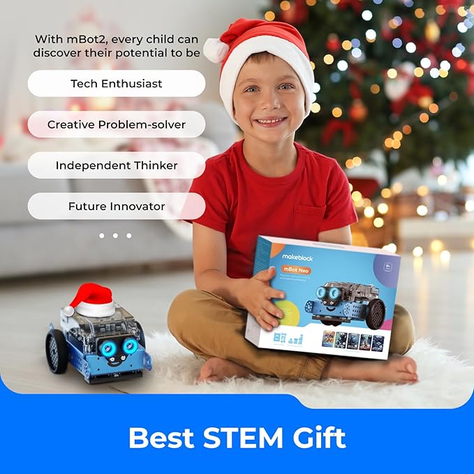 Makeblock mBot Neo Coding Robot for Kids, AI Learning Robot Support Scratch & Python Programming, Robotics Kit for Kids Ages 8-12 and up, Building STEM Robot Toys Gifts for Boys Girls