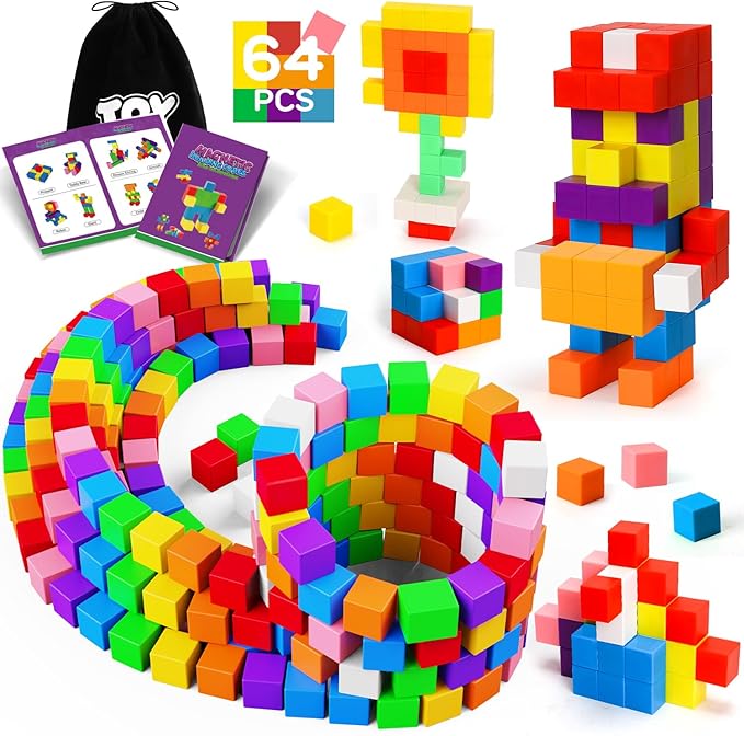 TOY Life 64 Pcs Magnetic Blocks for Toddlers Age 3-5 Magnet Blocks Magnetic Building Block for Kids Ages 4-8 Magnet Block for Kids 3-5 Preschool Creative Stem Building Toys