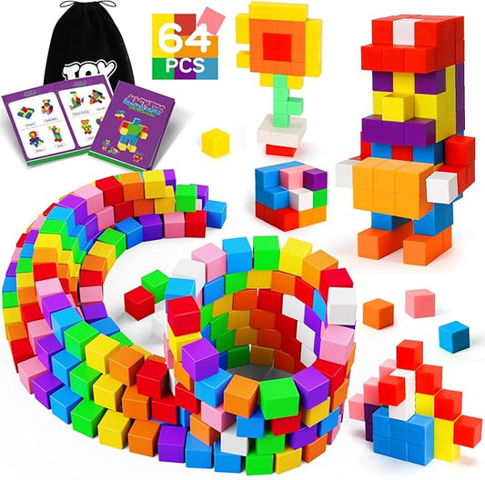 TOY Life 64 Pcs Magnetic Blocks for Toddlers Age 3-5 Magnet Blocks Magnetic Building Block for Kids Ages 4-8 Magnet Block for Kids 3-5 Preschool Creative Stem Building Toys