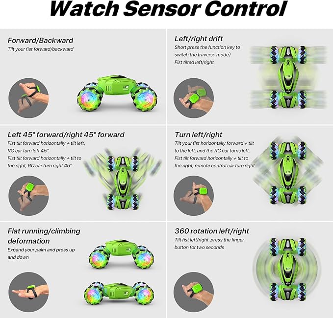 RC Stunt Cars Remote Control Car Double-Sided Driving 360° Flips Rotating Car Toy All Terrain Off-Road car,4WD Gesture Sensing Rc Cars for Teen Boys for Kids for Boys Girls Age 6-12