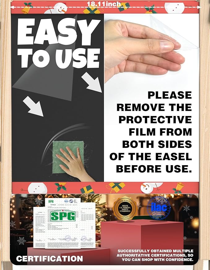 Joyooss Art Easel for Toddlers, Adjustable Standing Wooden Easel with Dry Erase Board, for Kids Age 2-4 to 9-12