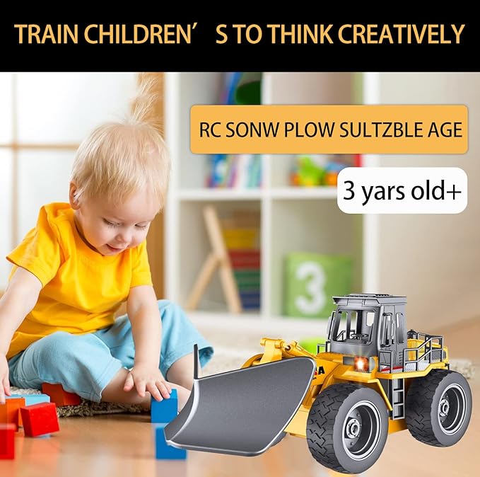 Snow Plow 1/18 RC Front Loader Tractor 2.4Ghz Construction Vehicles with Light & Sound for Kids