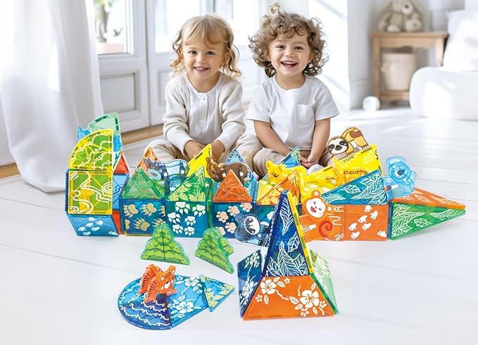 108 PCS Zoo Animals Magnetic Tiles Set,Magnet Building Blocks Farm World Toys,STEM AUTHENTICATED,Magnetic Animals for Kids Age 3 4 5 6 7 8 Toddlers Boys Girls