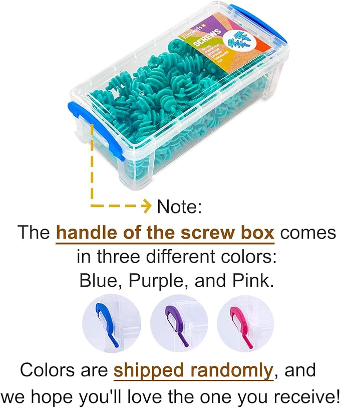 Screws Kit Top-up 180 Piece, Cardboard Construction Tools, STEM Educational Toys for at-Home Play + Classroom Learning, Mix Kit for Boys and Girls Aged 5+ (Blue)