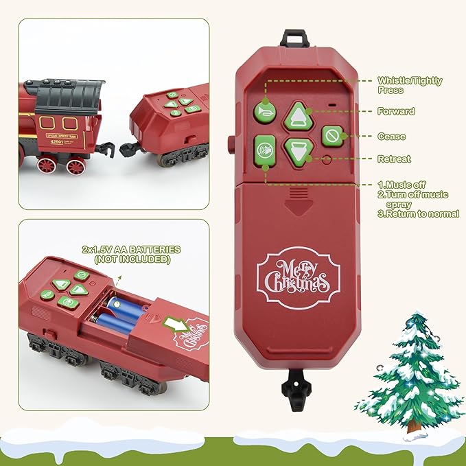 Train Set with Gift Case and Remote Control, Train Toys with Smoke, Light and Sound, Christmas Train Sets for Around The Tree, Toy Train Set for 3 4 5 6 7 8+ Years Old Boys Toddlers Gifts