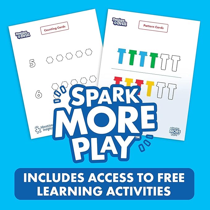 Educational Insights Design & Drill ABCs & 123s - Construction Toys & Toddler Tools, Kids Tool Set with Real Electric Drill Toy, Preschool Learning Activities, Building Kits and Gifts for Ages 3+