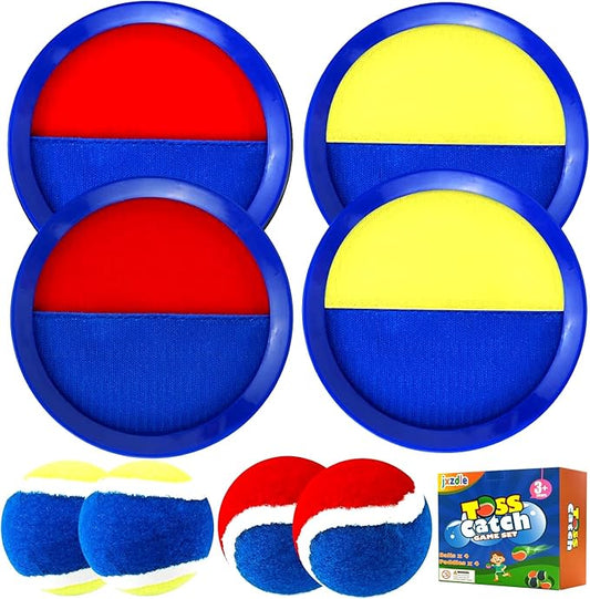 Toss and Catch Game Set, Outdoor Games with 4 Paddles 4 Balls and 1 Storage Bag, Great Outdoor Toys/Gifts for Kids, Classic Outdoor Games, Beach Games, Yard Games