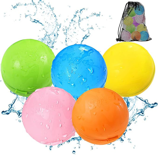 Reusable Water Bomb balloons, Magnetic Refillable Water balls - Pool Toys for Boys and Girls, Beach Outdoor Activities Water Games Toy for kids Self Sealing Water Splash Ball (5Pack)