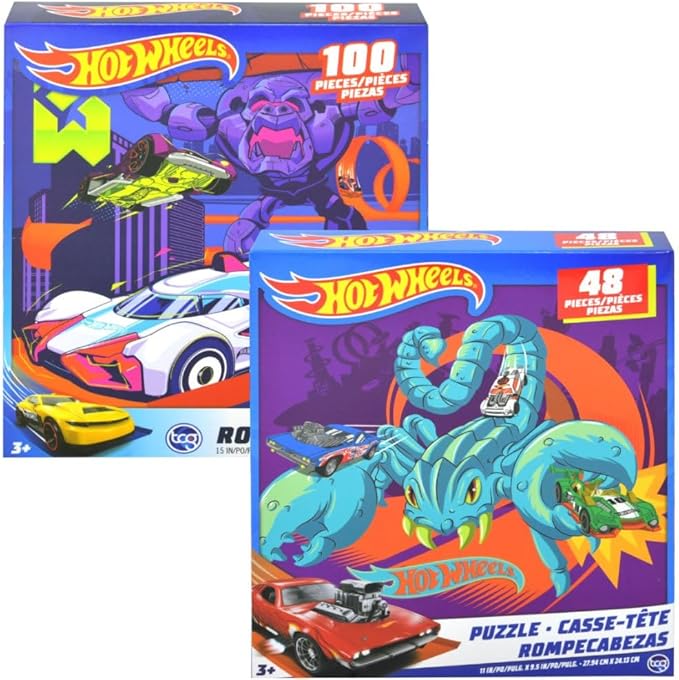 Spiderman, Hot Wheels, and Paw Patrol Puzzle Set - Bundle of 6 Jigsaw Puzzles for Kids Ages 4-8 | 24/48 Piece Games for Kids and Toddlers