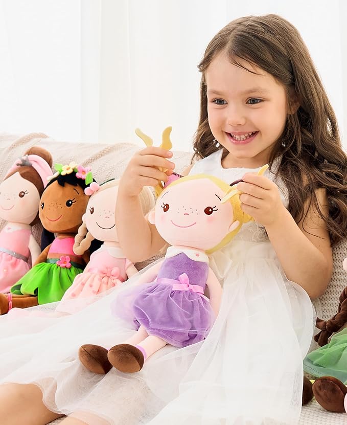 Soft Baby Doll Toys (16'') for Girls, My First Baby Rag Dolls for 1 Year Old Girl Birthday Gift Plush Doll Toys Machine Washable Baby Doll for Toddler Kids Infants - Kitten Girl