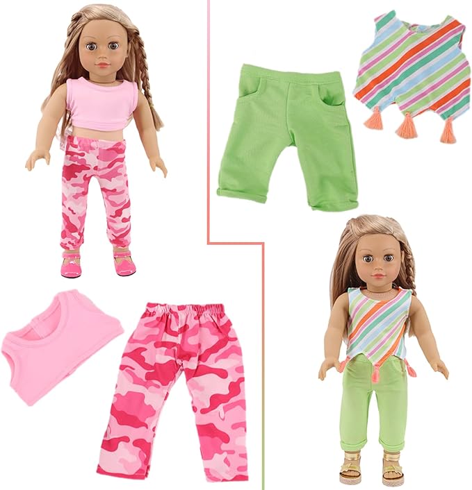 UNICORN ELEMENT 10 Sets American Doll Clothes Gift for 18 Inch Doll Clothes and Accessories Includeding 17 PCS Items Fit for 18 Inch Girl Doll