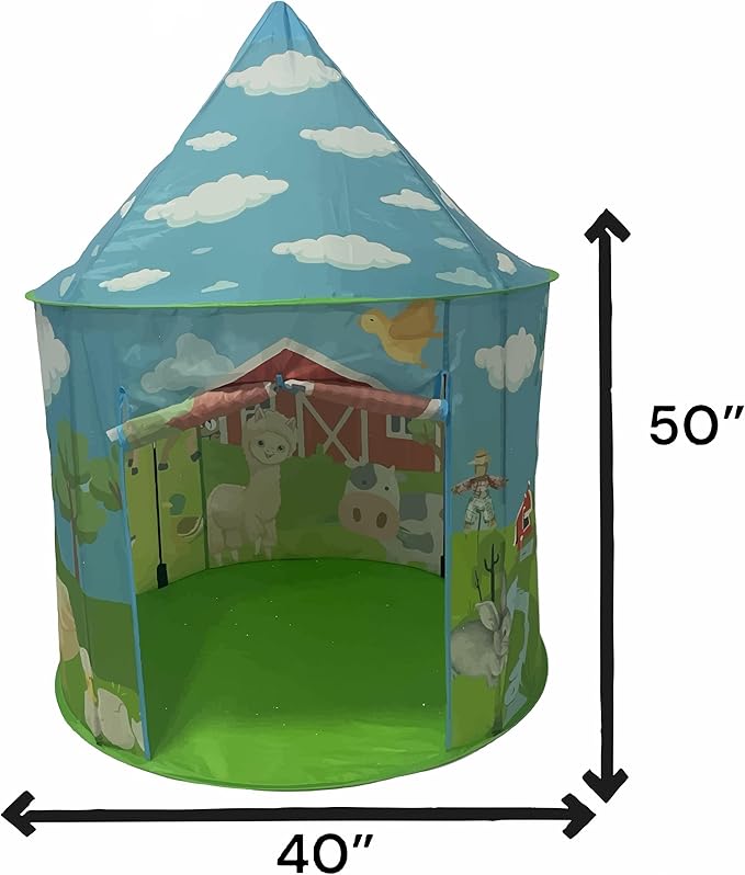 Playhouse for Boy Girl - Play Tent for Kids Toddlers, Pop Up Montessori Creative Sensory Portable Toy Gift, Indoor Outdoor Airfort Bed Fort Party Room Animal Farmer Llama Cow Pig Duck (Farm Barnyard)