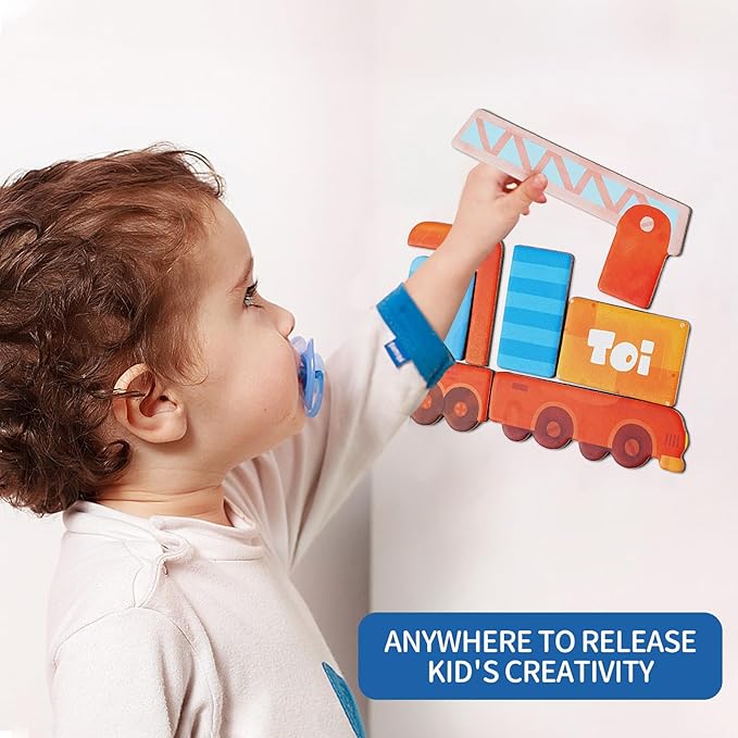 Toi Kids Magnet Toys Magnetic Jigsaw Puzzle Boxes with Game Board for Kids Ages 3-8, Preschool Tabletop Toy for Toddlers, Portable Travel Game, Vehicle