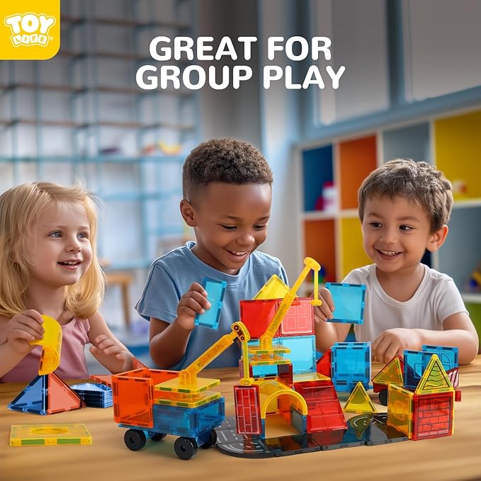 TOY Life Magnetic Tiles for Kids Ages 3-5, 80Pcs Magnet Building Toys for Kid Age 4-8, Construction Buildiing Tile for Toddler 1-3, Kids Preschool Toys