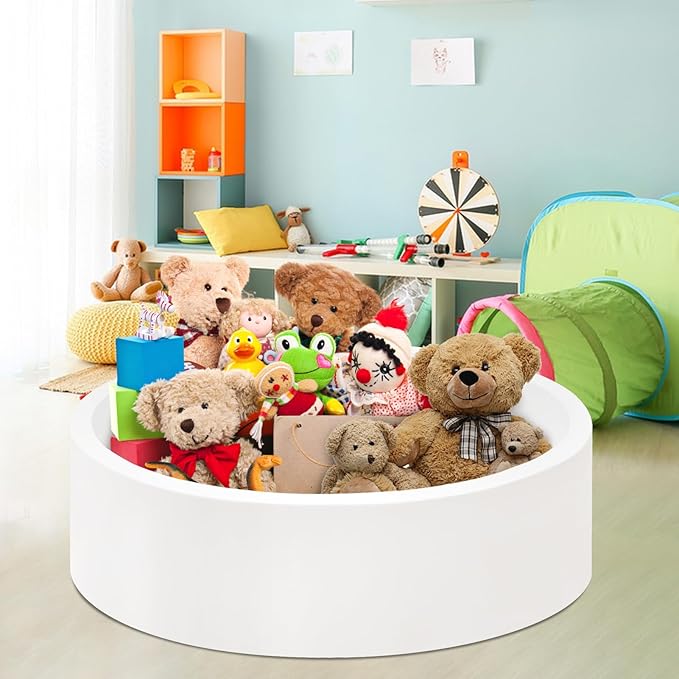 Baby Ball Pit 47.2" Soft Round Memory Foam Ball Pits NOT Included Balls Indoor Outdoor Playpen for Babies Toddlers Kids Great Gift for Girls Boys, White
