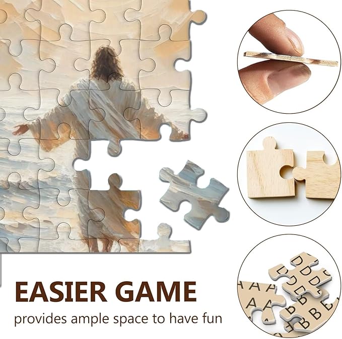 Christian Puzzles for Adults 500 Pieces - Jesus Walking on Water - Wooden Religious Jesus Puzzles Christian Gifts for Women Men Kids