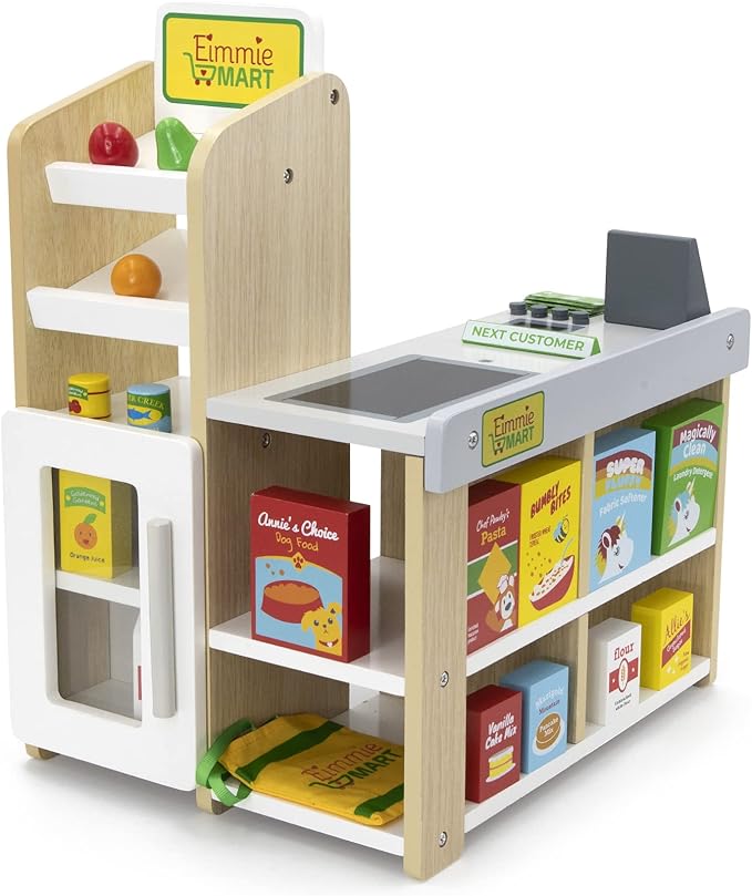 Playtime by Eimmie 18 Inch Doll Furniture Grocery Store Set - Wooden Playset with 25+ Accessories, Fits American, Generation, My Life & Similar 14”-18” Dolls