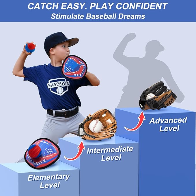 Aywewii Toss and Catch Ball Set Outdoor Beach Pool Toys for Kids Games Baseball Ball Catch Game Toddler Toys Games Gifts for 3 4 5 Year Old Boys Girls Birthday Gifts Easter Basket Stuffers