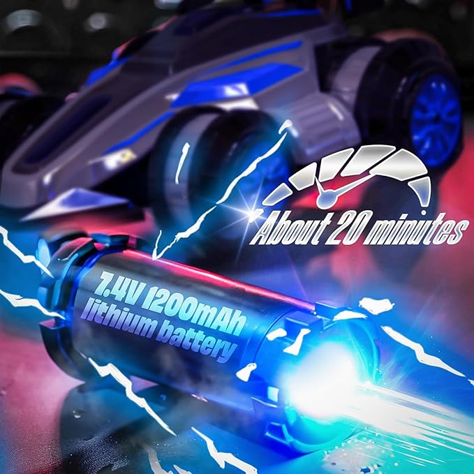 1:14 Drift Remote Control Car 2.4GHz 4WD RC Cars Rotating 360 Degrees Vehicle Toys with Lights Music, Upright Walking Four-Wheeled Rollover Stunt Car Gifts for Boys Girls 6-12 Year(Red)