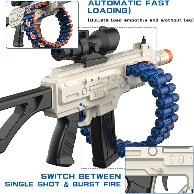 Electric Automatic Toy, JakMean Toy Blaster with 30 Dart Clips and 100 Foam Darts, Outdoor Shooting Games Toys for 6-12 Year Old Boys & Girls Adults, Gifts for Birthday Xmas (J3A)